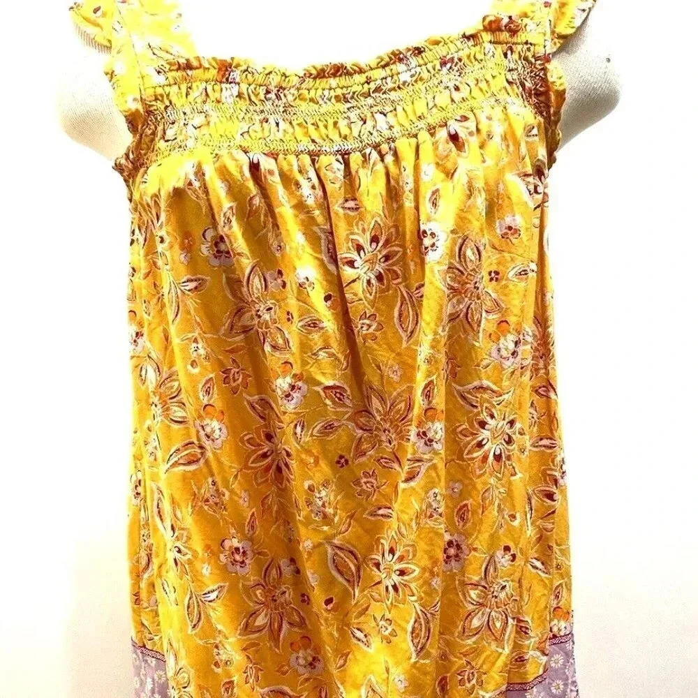 BEACH LUNCH LOUNGE Women Sleeveless Pullover Orange Floral Shirt Petite Small